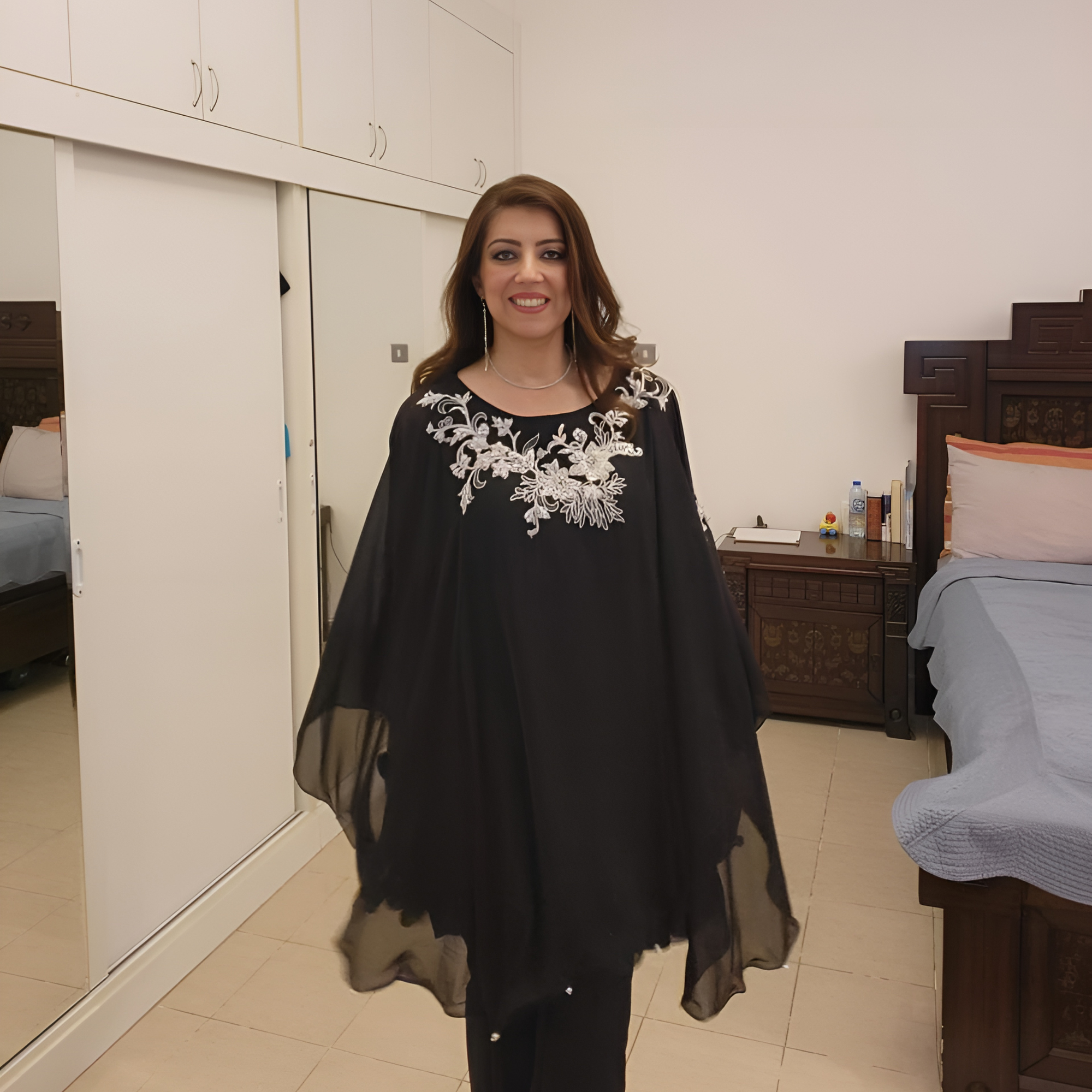 SM-031-Black Chiffon Cape