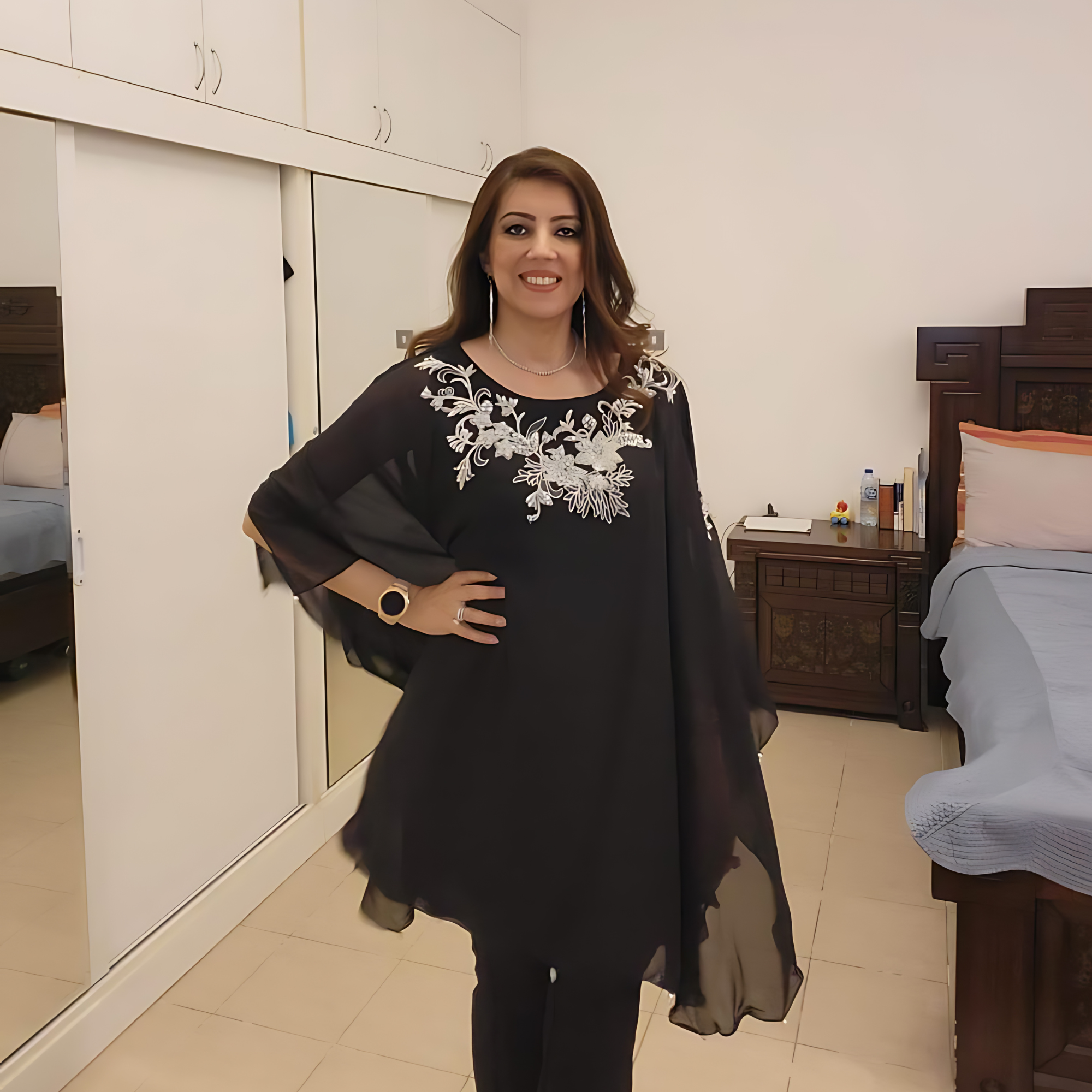 SM-031-Black Chiffon Cape