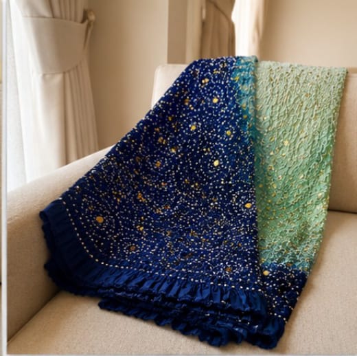 Royal Blue and Mint Green Chunri Dupatta