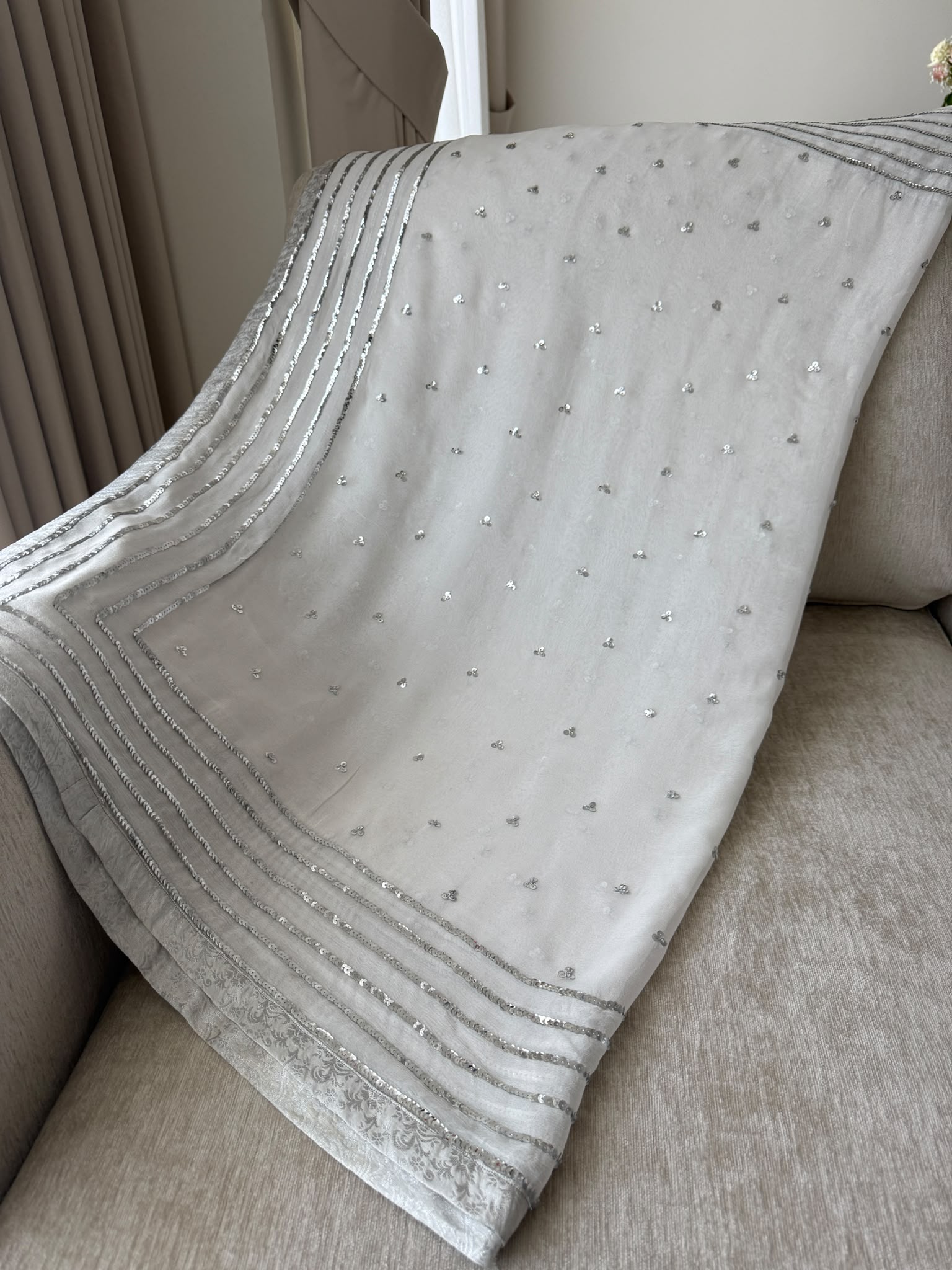 White and Silver Dupatta
